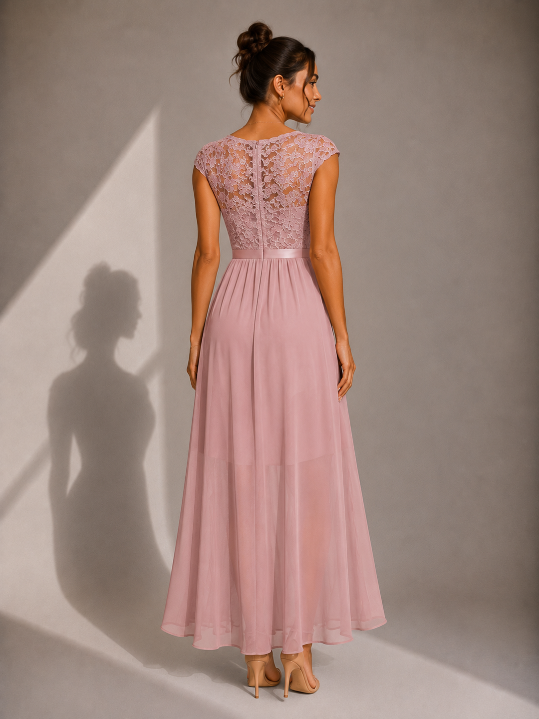 Rosalind | Lace Bodice High-Low Maxi Dress