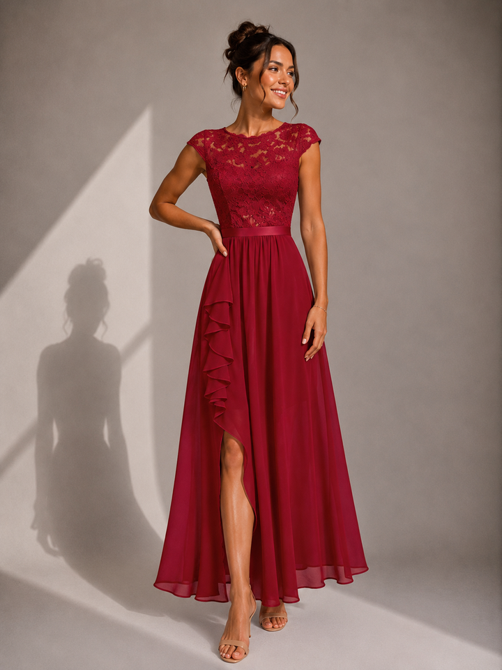 Rosalind | Lace Bodice High-Low Maxi Dress