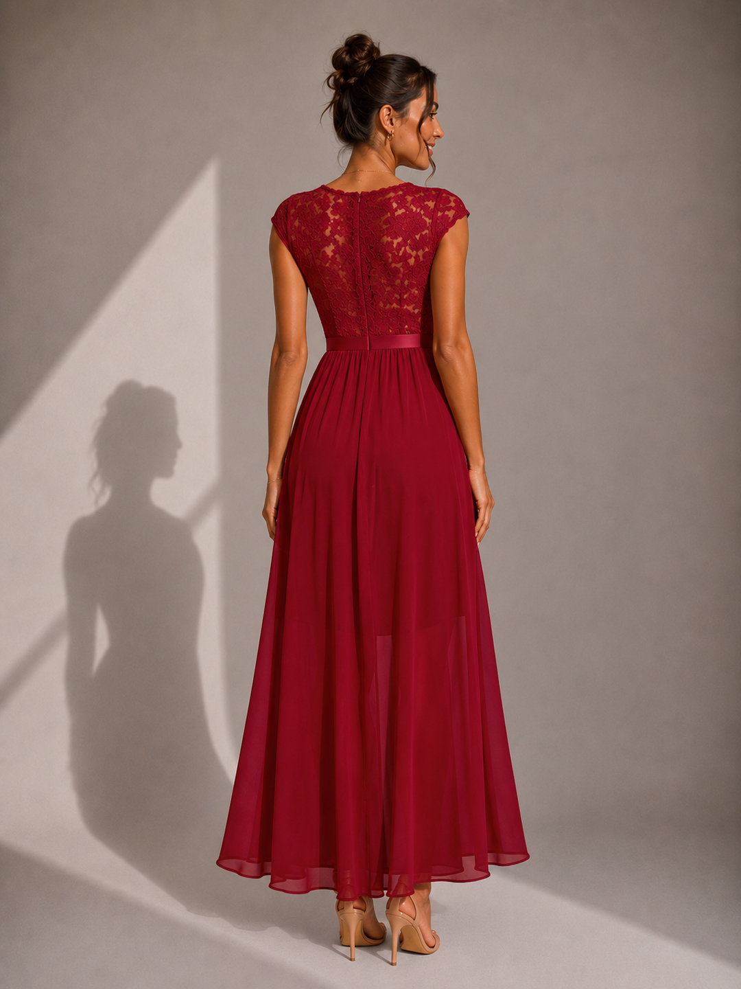 Rosalind | Lace Bodice High-Low Maxi Dress