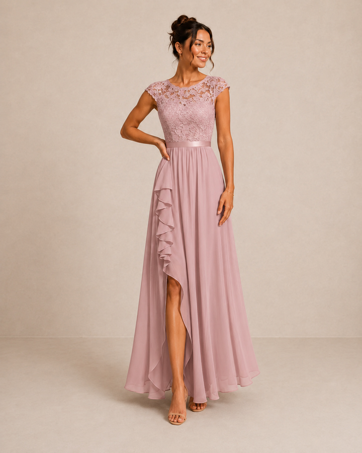 Rosalind | Lace Bodice High-Low Maxi Dress