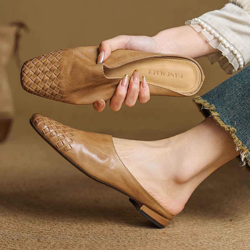 Dalvi | Textured Square-Toe Slip-On Mules
