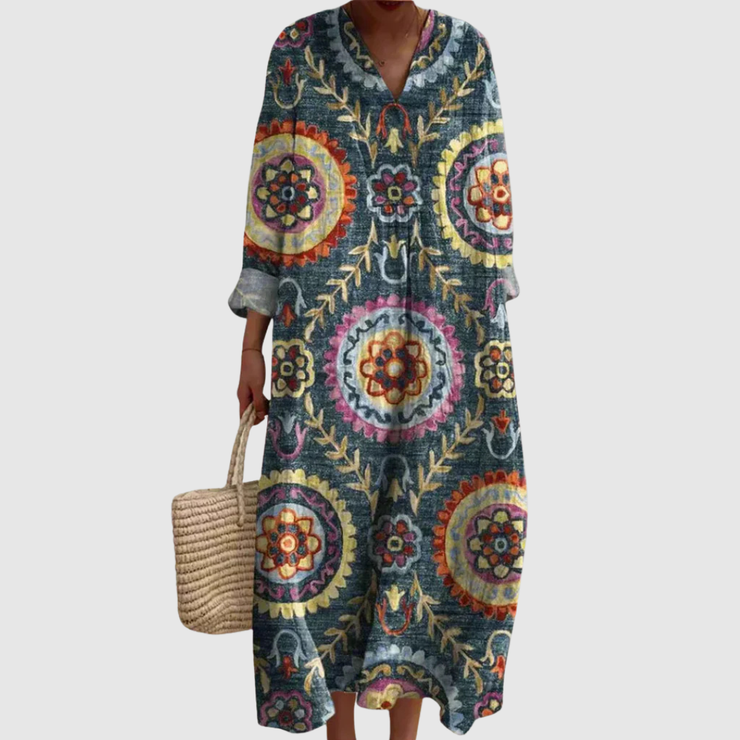 Eva | Geometric Midi Dress