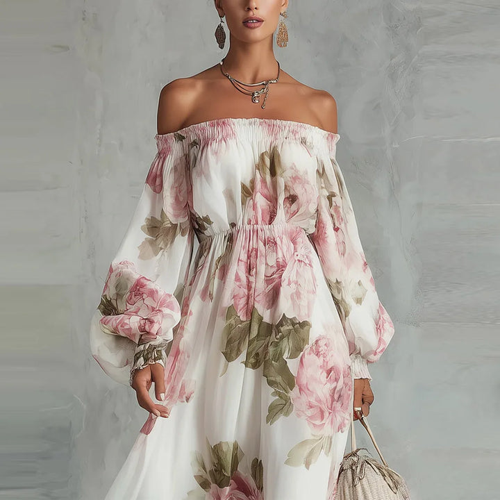 Roselyn | Romantic Floral Off Shoulder Maxi Dress