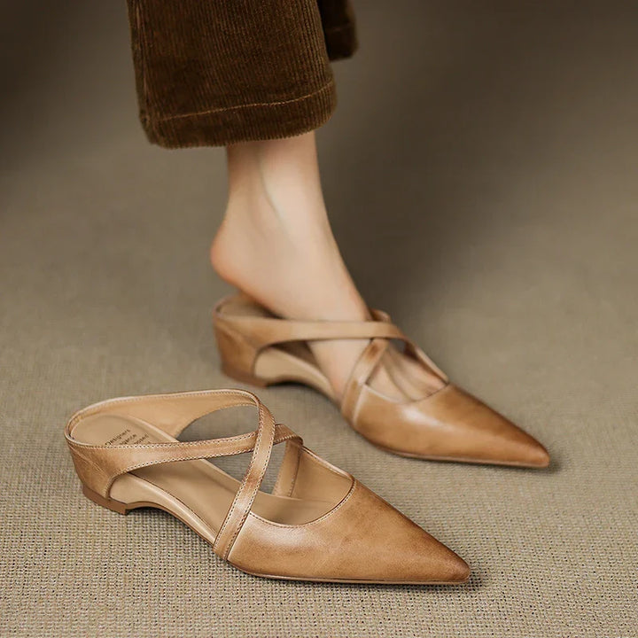 Aluna | Pointed-Toe Crisscross Strap Mules