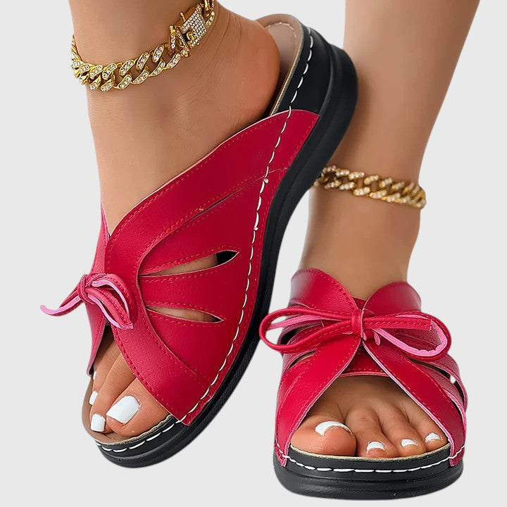 Elise | Bow Accent Comfort Slide Sandals