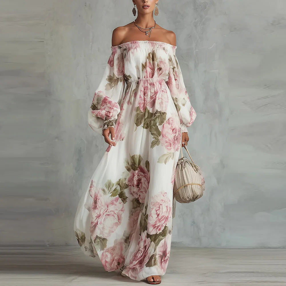 Roselyn | Romantic Floral Off Shoulder Maxi Dress