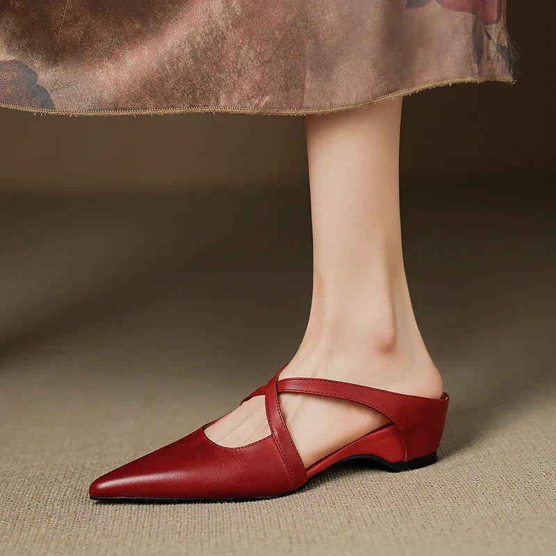 Aluna | Pointed-Toe Crisscross Strap Mules