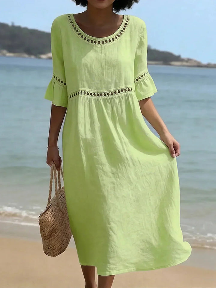 Coraline | Eyelet Trim Relaxed Midi Dress