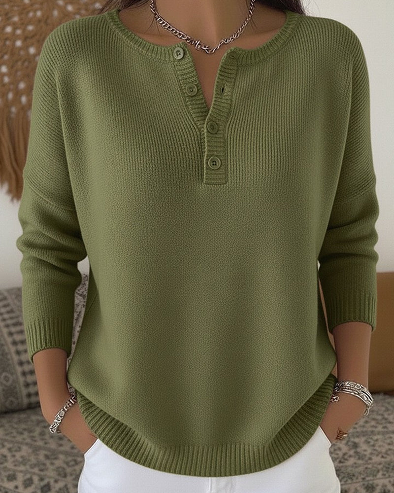 Helena™ | Henley Button-Up Knit Sweater