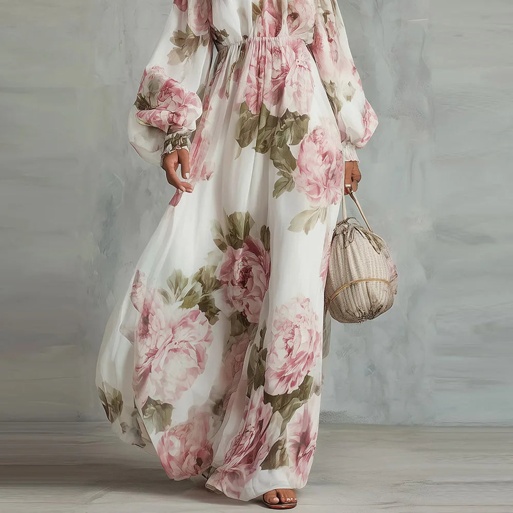 Roselyn | Romantic Floral Off Shoulder Maxi Dress