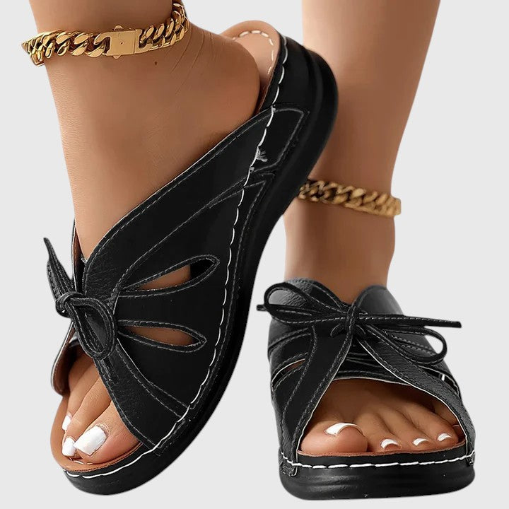 Elise | Bow Accent Comfort Slide Sandals