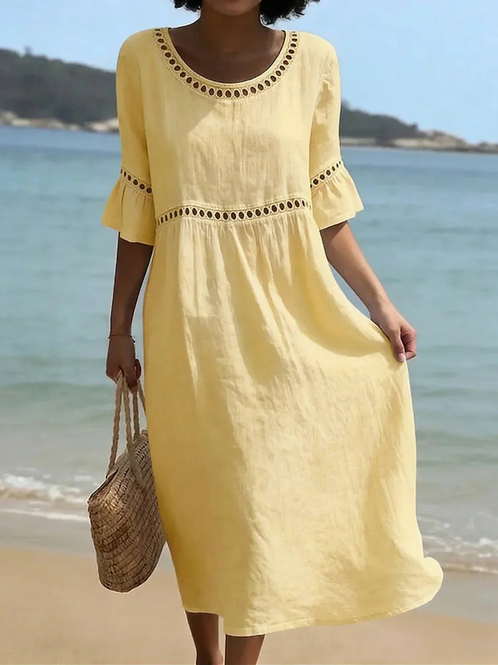 Coraline | Eyelet Trim Relaxed Midi Dress