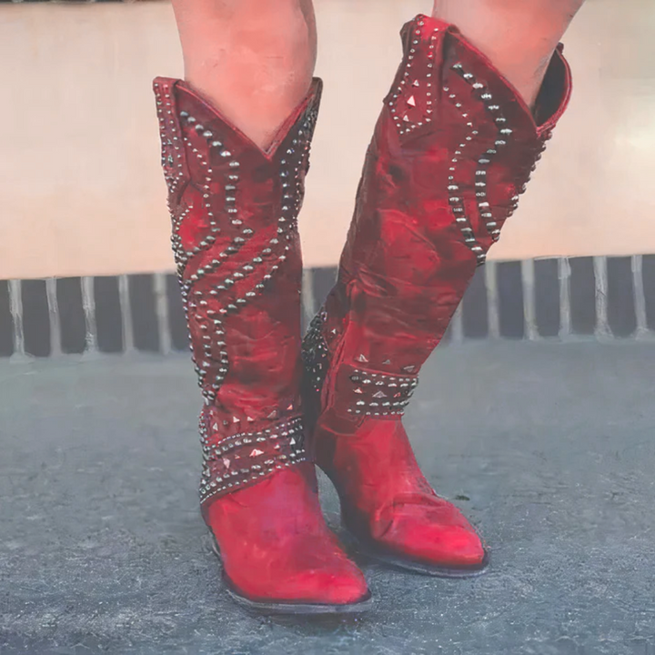 Orena | Studded Western Knee-High Boots
