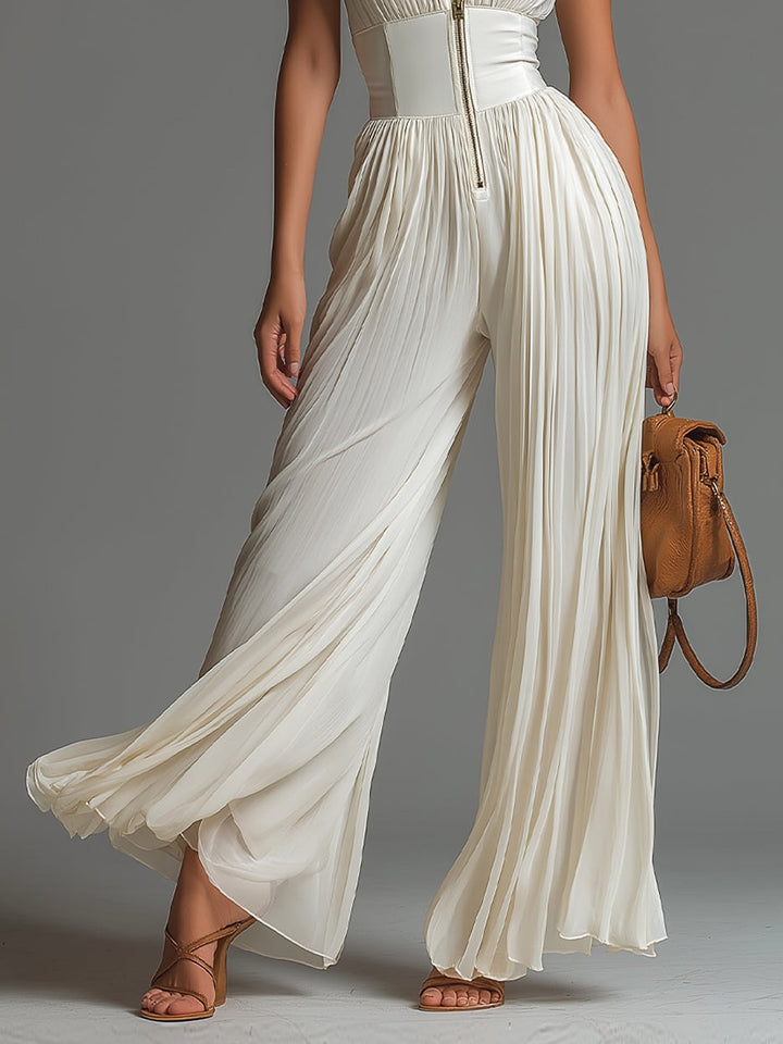 Odette™ | V-Neck Wide-Leg Chiffon Jumpsuit