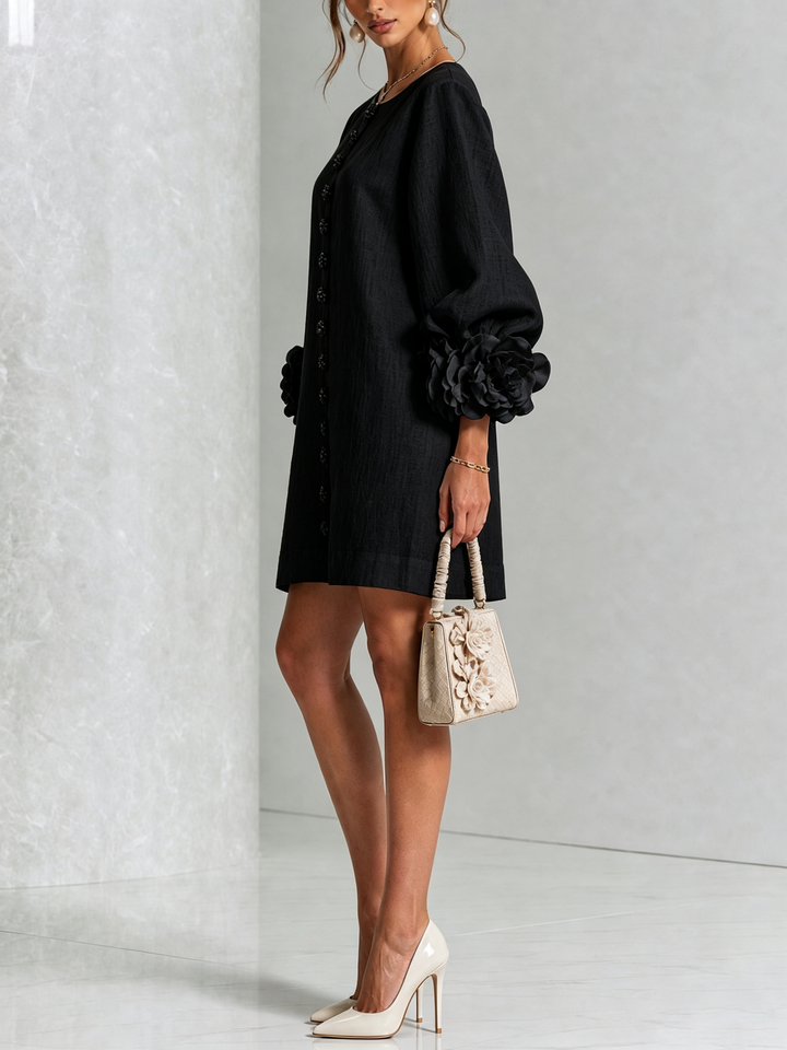 Florence | Floral Sleeve Button-Front Mini Dress