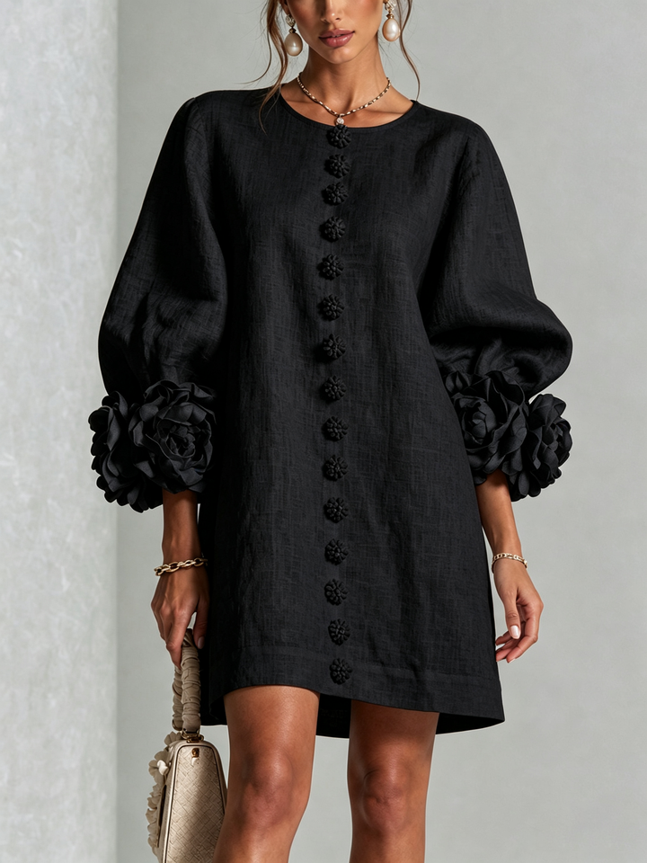 Florence | Floral Sleeve Button-Front Mini Dress