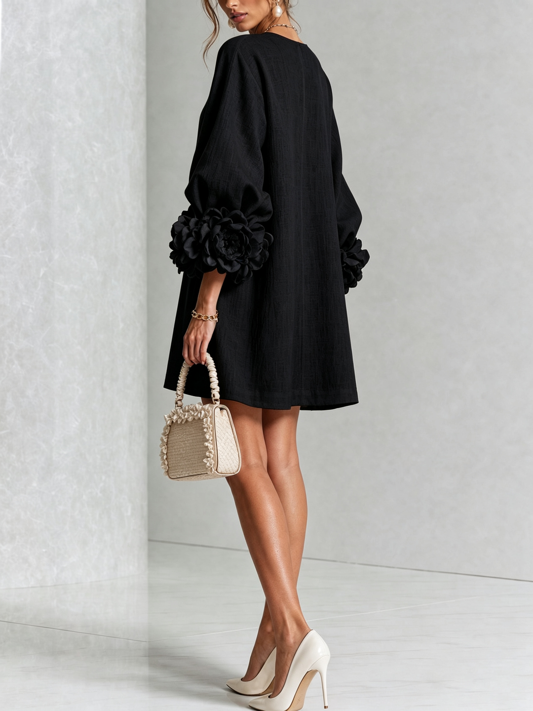 Florence | Floral Sleeve Button-Front Mini Dress