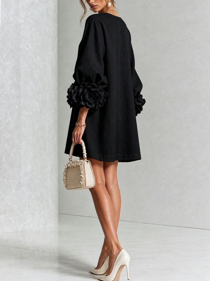 Florence | Floral Sleeve Button-Front Mini Dress