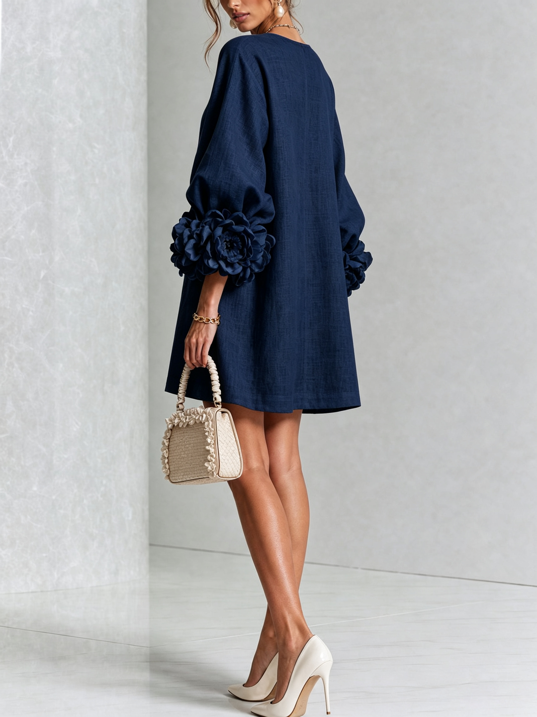 Florence | Floral Sleeve Button-Front Mini Dress