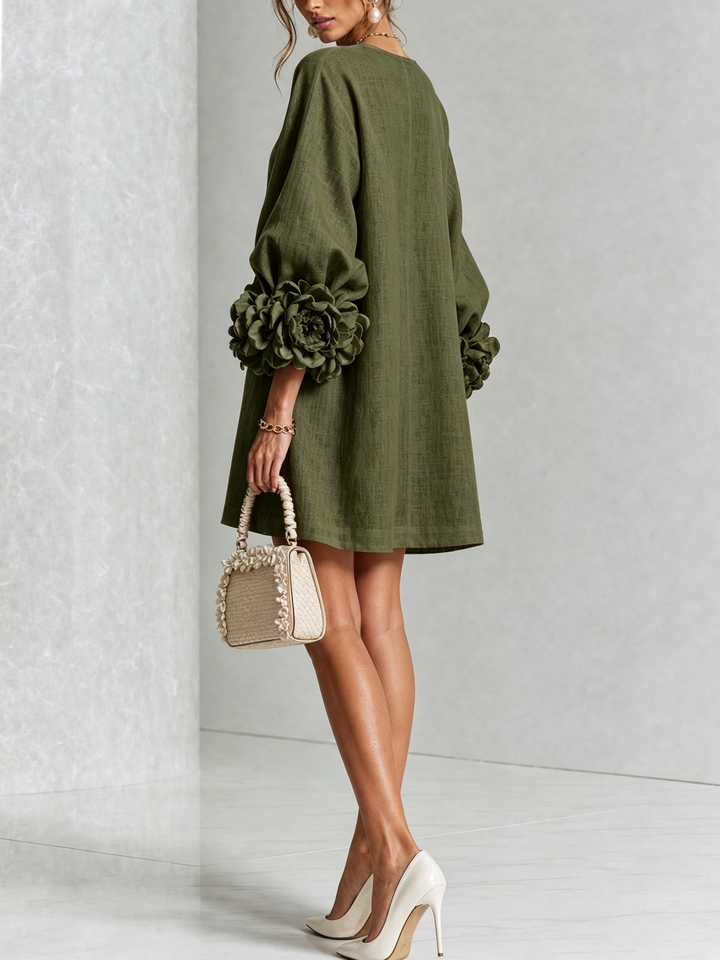 Florence | Floral Sleeve Button-Front Mini Dress