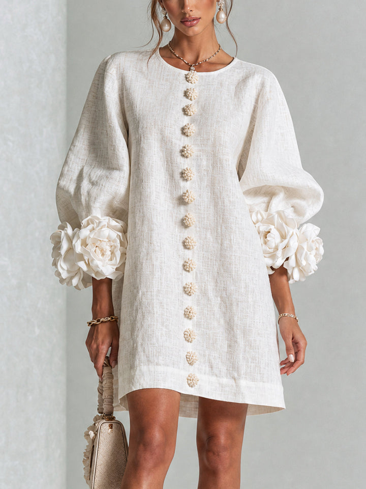 Florence | Floral Sleeve Button-Front Mini Dress