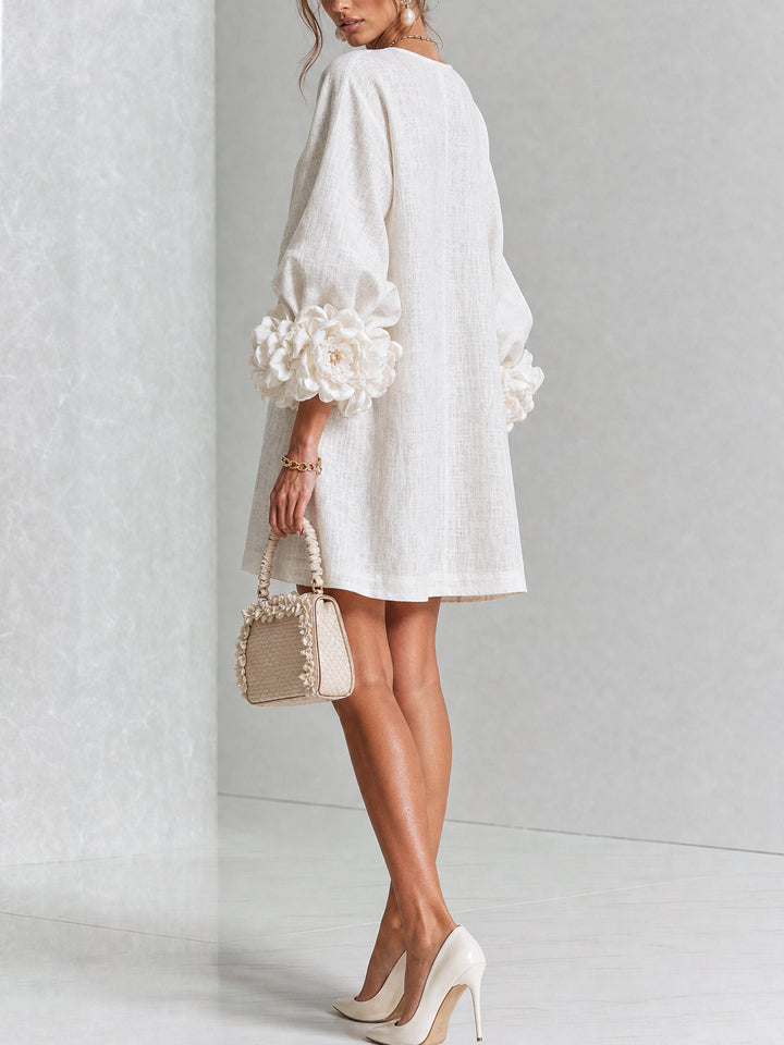 Florence | Floral Sleeve Button-Front Mini Dress