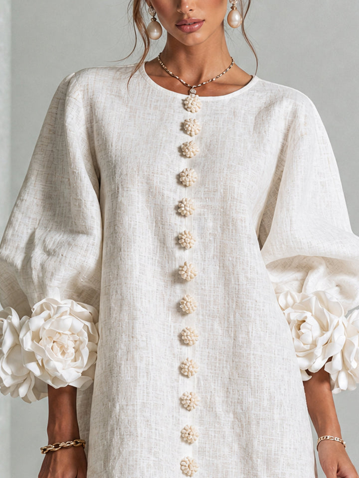 Florence | Floral Sleeve Button-Front Mini Dress