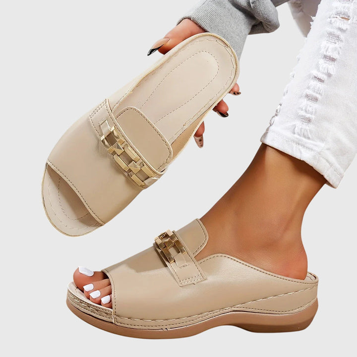 Kaylee | Chain Accent Slide Sandals