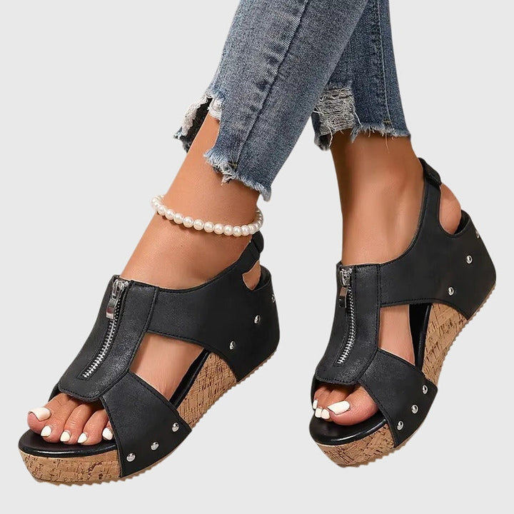 Vivienne | Zip Front Platform Comfort Sandals