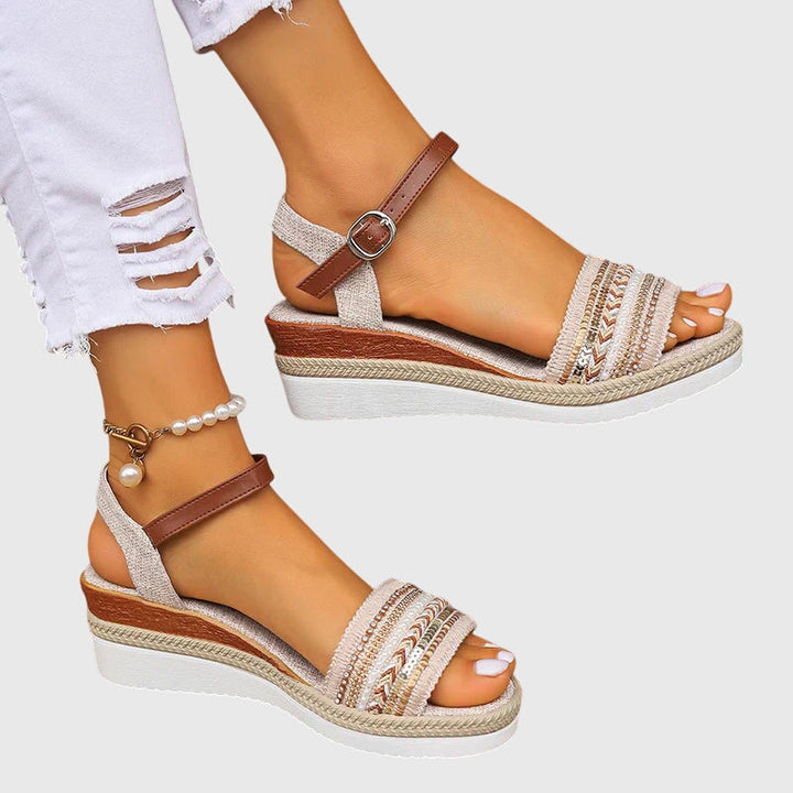 Jocelyn | Embellished Wedge Ankle Strap Sandals