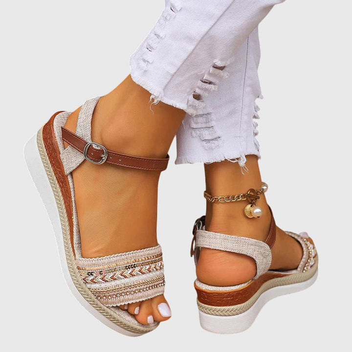 Jocelyn | Embellished Wedge Ankle Strap Sandals