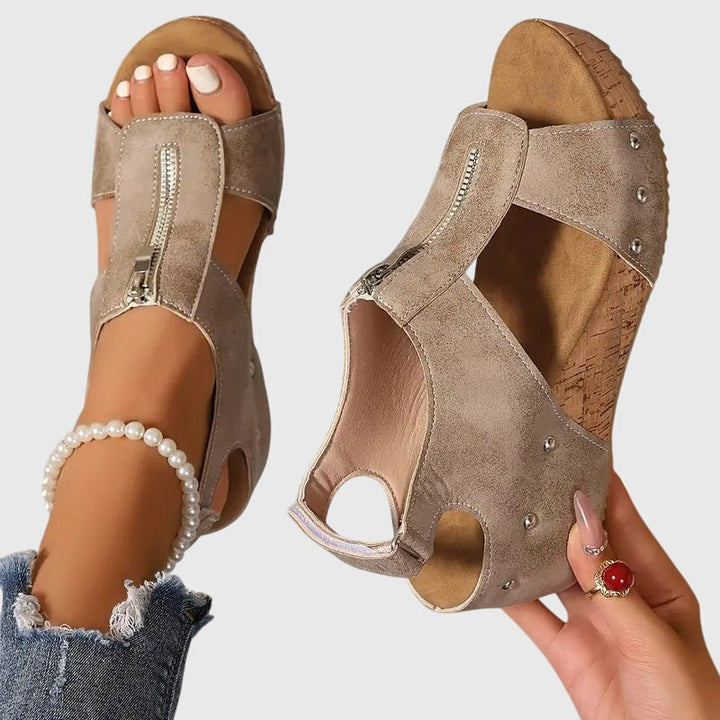 Vivienne | Zip Front Platform Comfort Sandals