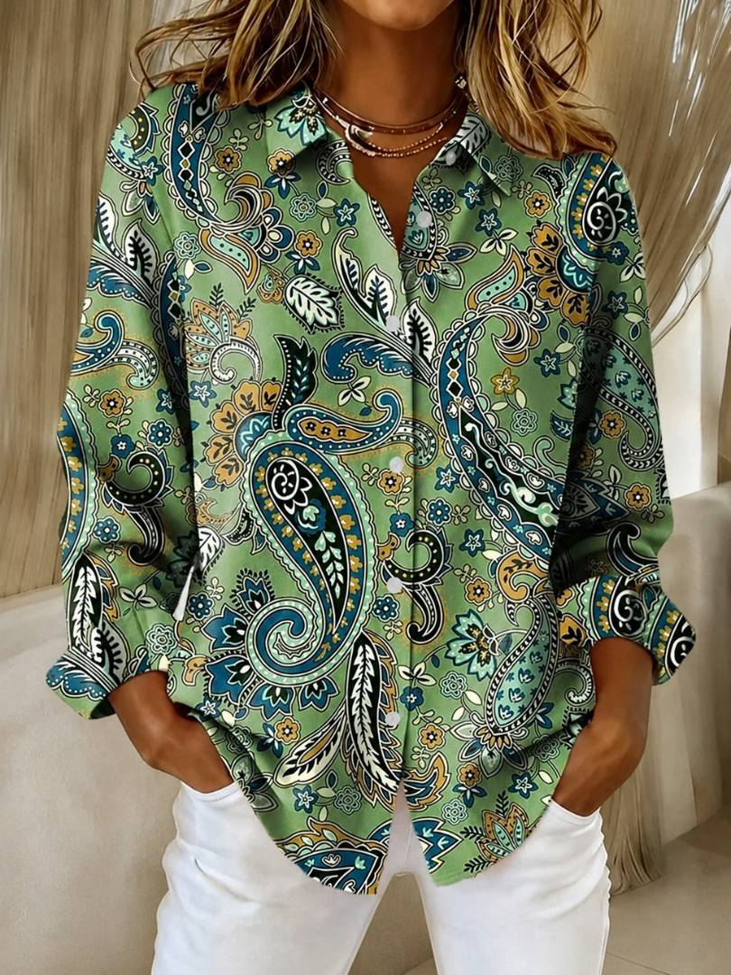 Katarina™ | Paisley Print Button-Up Blouse