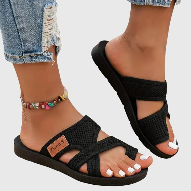 Isabelle | Sporty Cross Strap Slide Sandals