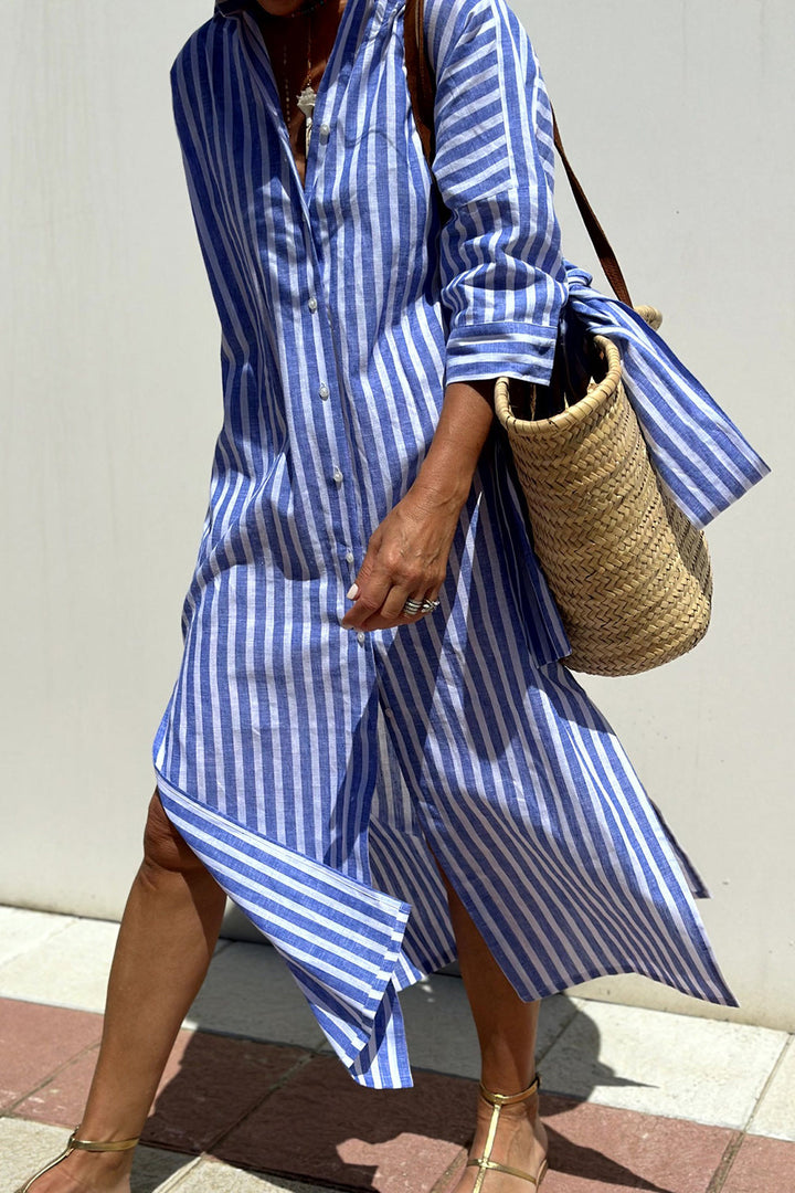 Sophia | Classic Striped Shirt Dress for Effortless Elegance