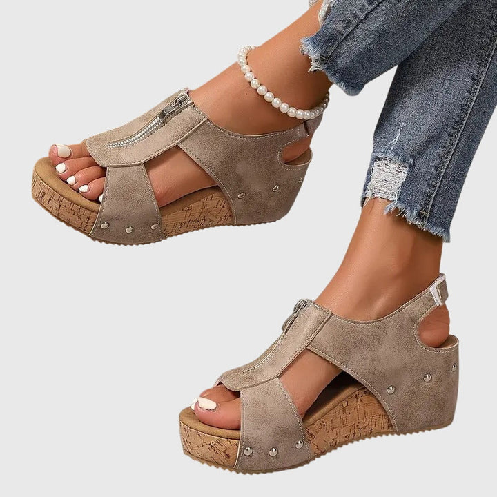 Vivienne | Zip Front Platform Comfort Sandals
