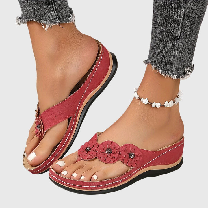 Alexa | Floral Comfort Wedge Flip Flops