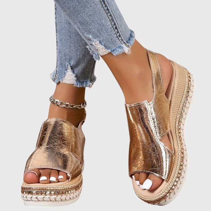 Nica | Metallic Platform Slingback Sandals