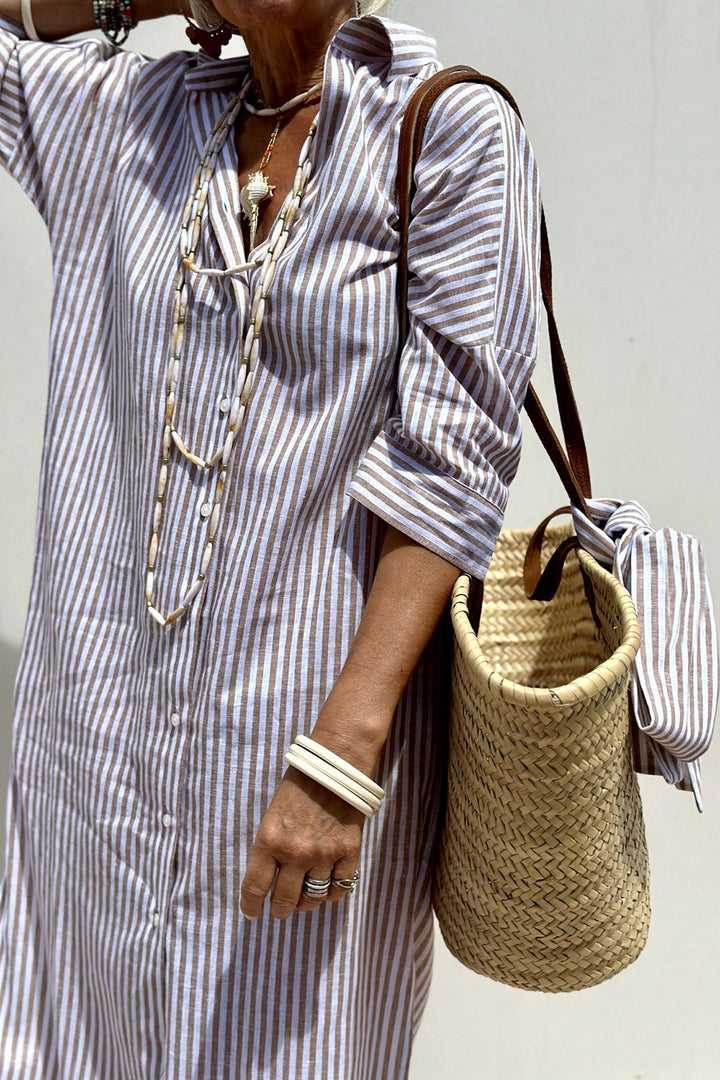 Sophia | Classic Striped Shirt Dress for Effortless Elegance