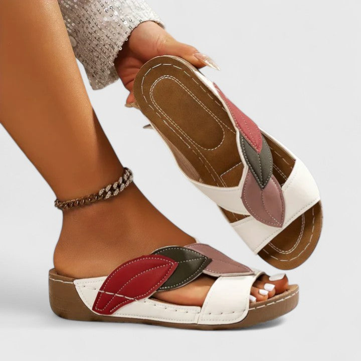 Taylor | Leaf Accent Comfort Slide Sandals