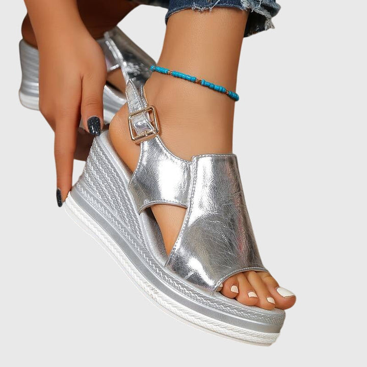 Nica | Metallic Platform Slingback Sandals