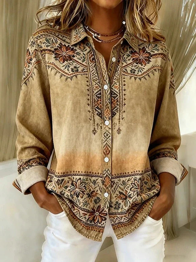 Rexanna™ | Vintage Floral Button Front Blouse