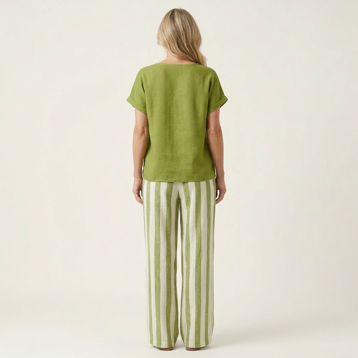 Heather | Top &amp; Stripe Wide-Leg Set