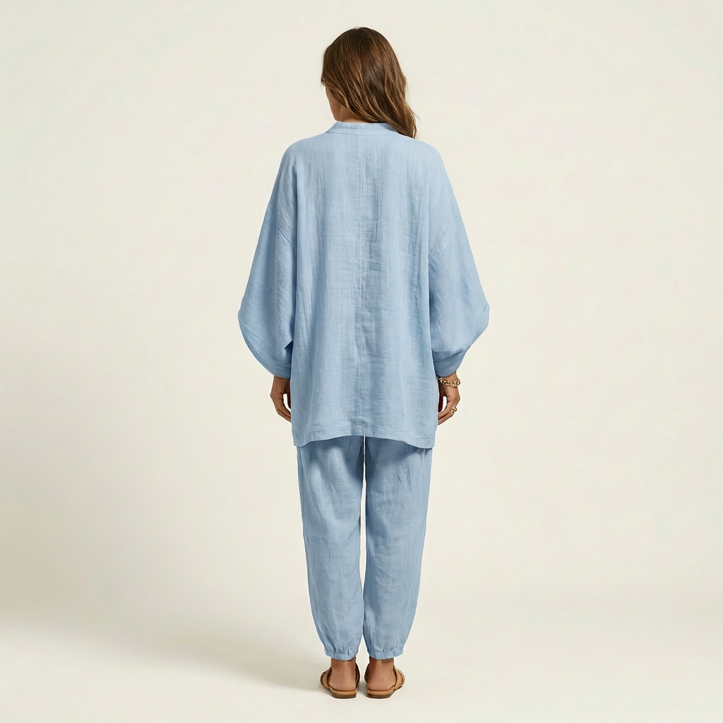 Katy | V-Neck Batwing Top &amp; Tapered Wide-Leg Pant Set