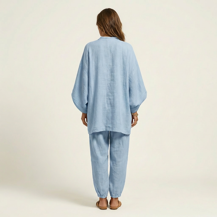 Katy | V-Neck Batwing Top &amp; Tapered Wide-Leg Pant Set