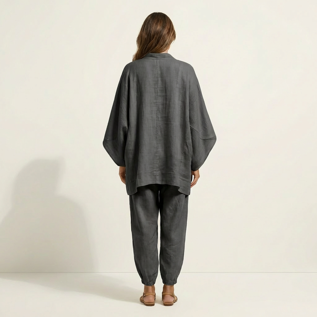 Katy | V-Neck Batwing Top &amp; Tapered Wide-Leg Pant Set