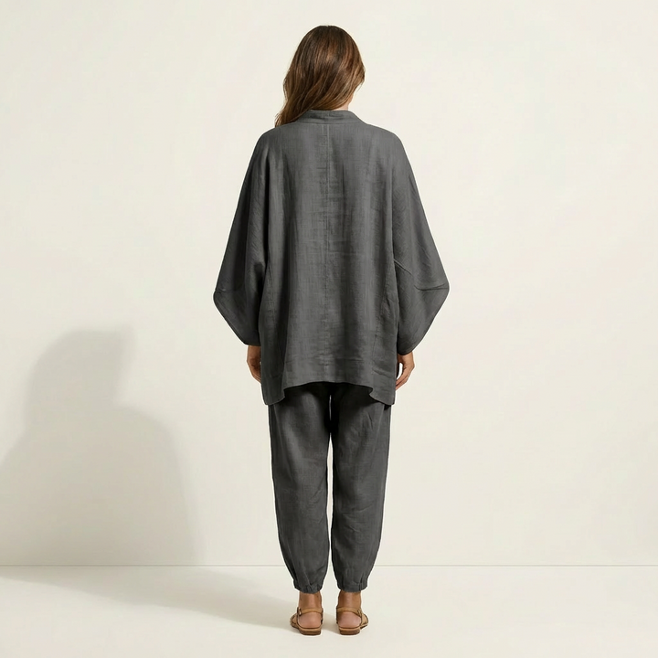 Katy | V-Neck Batwing Top &amp; Tapered Wide-Leg Pant Set