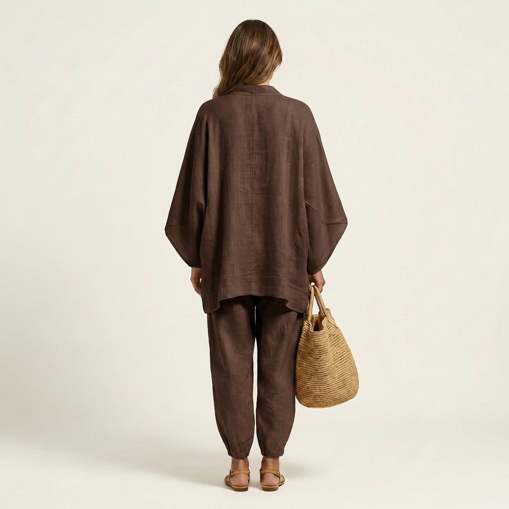 Katy | V-Neck Batwing Top &amp; Tapered Wide-Leg Pant Set