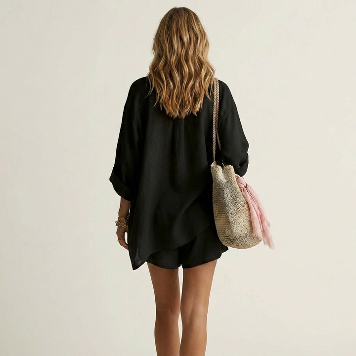 Senna | Oversized Shirt &amp; Shorts Two-Piece Set