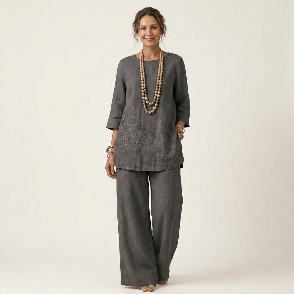 Jenneth | Tunic Top &amp; Wide-Leg Pants Set